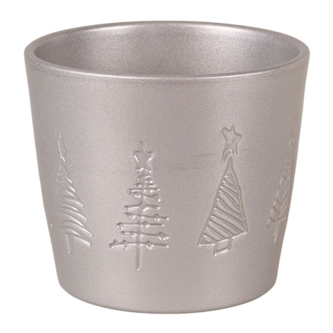 donica z choinką srebrna ceramiczna donica z choinką srebrna ceramiczna