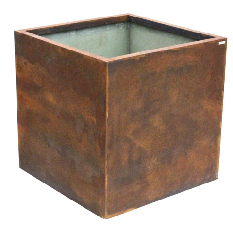DONICA Z WŁÓKNA SZKLANEGO IMITACJA CORTENU 60X60X60 CM DONICA Z WŁÓKNA SZKLANEGO IMITACJA CORTENU 60X60X60 CM