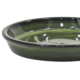 PODSTAWKA POD DONICĘ SZKLIWIONA CERAMICZNA ZIELONA