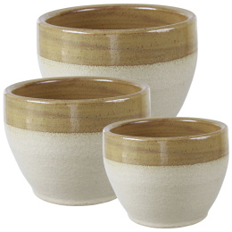 CERAMICZNA DONICA MROZOODPORNA SZKLIWIONA BRĄZOWA OGRODOWA KOMPLET 3SZT