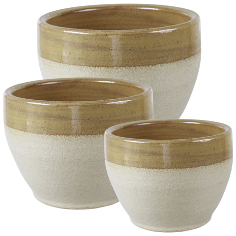 CERAMICZNA DONICA MROZOODPORNA SZKLIWIONA BRĄZOWA OGRODOWA KOMPLET 3SZT CERAMICZNA DONICA MROZOODPORNA SZKLIWIONA BRĄZOWA OGRODOWA KOMPLET 3SZT