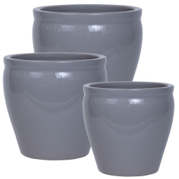 CERAMICZNA DONICA MROZOODPORNA SZKLIWIONA JASNY GRAFIT