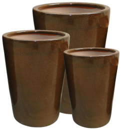 DONICA CERAMICZNA SZKLIWIONA MROZOODPORNA OGRODOWA BRĄZOWA