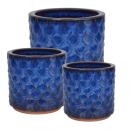 DONICA CERAMICZNA SZKLIWIONA NIEBIESKA MROZOODPORNA OGRODOWA