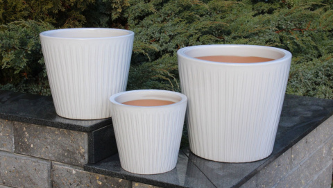 DONICA CERAMICZNA SZKLIWIONA MROZOODPORNA KREMOWA KOMPLET 3SZT DONICA CERAMICZNA SZKLIWIONA MROZOODPORNA KREMOWA KOMPLET 3SZT
