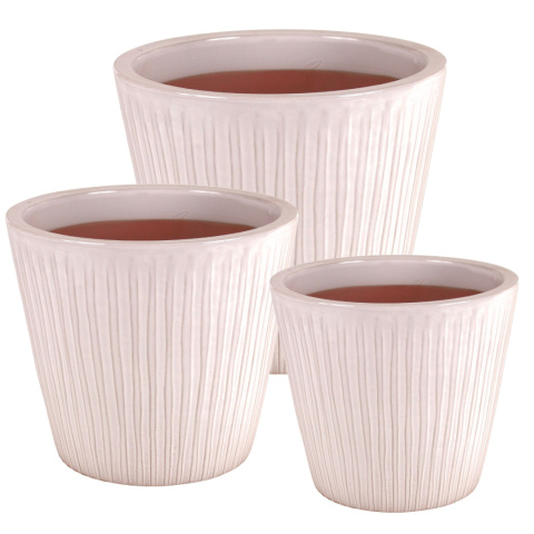 DONICA CERAMICZNA SZKLIWIONA MROZOODPORNA KREMOWA KOMPLET 3SZT DONICA CERAMICZNA SZKLIWIONA MROZOODPORNA KREMOWA KOMPLET 3SZT