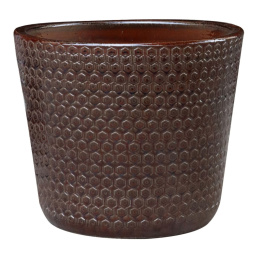 DONICA CERAMICZNA SZKLIWIONA MROZOODPORNA PINEO BRĄZOWA OGRODOWA
