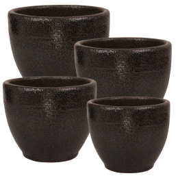 DONICA CERAMICZNA SZKLIWIONA MROZOODPORNA PLAIN CZARNA