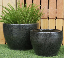 DONICA CERAMICZNA SZKLIWIONA MROZOODPORNA PLAIN CZARNA