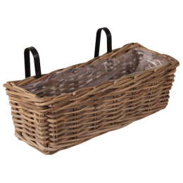OSŁONKA DONICA RATTANOWA BALKONOWA NA BALKON BOHO NATURALNA H:17x21x57cm