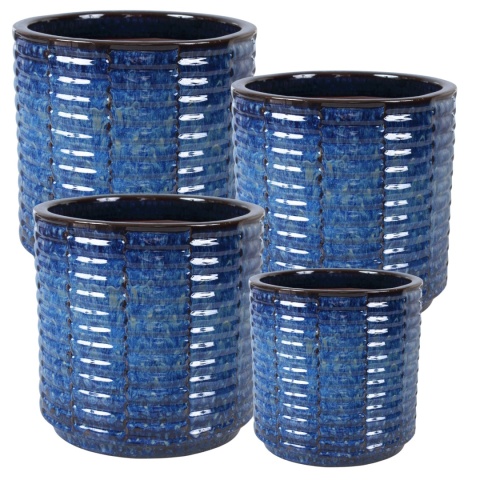 DONICA CERAMICZNA MROZOODPORNA SZKLIWIONA NIEBIESKA KOMPLET 4SZT DONICA CERAMICZNA MROZOODPORNA SZKLIWIONA NIEBIESKA KOMPLET 4SZT