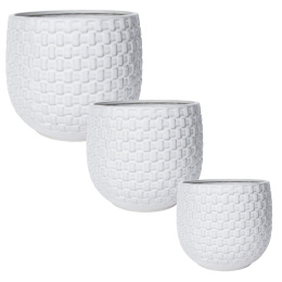 DONICA CERAMICZNA SZKLIWIONA BIAŁA KOMPLET 3SZT OGRODOWA MROZOODPORNA