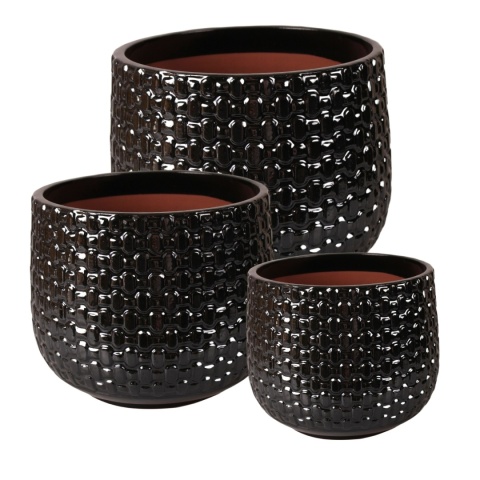 DONICA CERAMICZNA SZKLIWIONA CZARNA KOMPLET 3SZT OGRODOWA MROZOODPORNA DONICA CERAMICZNA SZKLIWIONA CZARNA KOMPLET 3SZT OGRODOWA MROZOODPORNA