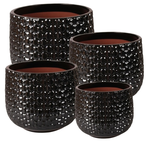 DONICA CERAMICZNA SZKLIWIONA CZARNA KOMPLET 4SZT OGRODOWA MROZOODPORNA DONICA CERAMICZNA SZKLIWIONA CZARNA KOMPLET 4SZT OGRODOWA MROZOODPORNA