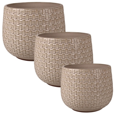 DONICA CERAMICZNA SZKLIWIONA KREMOWA KOMPLET 3SZT OGRODOWA MROZOODPORNA DONICA CERAMICZNA SZKLIWIONA KREMOWA KOMPLET 3SZT OGRODOWA MROZOODPORNA