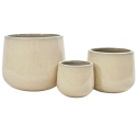 DONICA CERAMICZNA SZKLIWIONA MROZOODPORNA OGRODOWA KREMOWA KOMPLET 3SZT