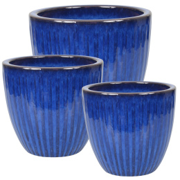 DONICA CERAMICZNA SZKLIWIONA MROZOODPORNA OGRODOWA NIEBIESKA