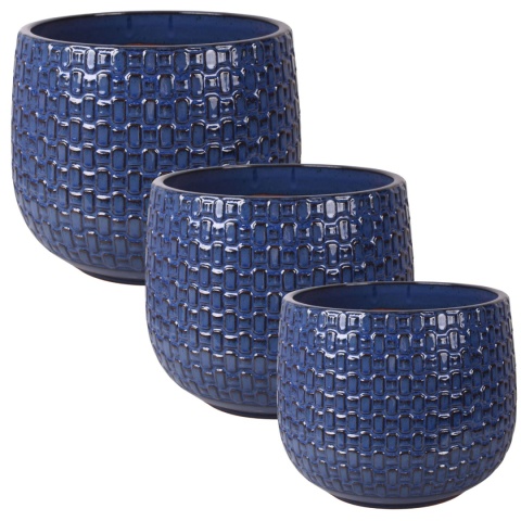DONICA CERAMICZNA SZKLIWIONA NIEBIESKA