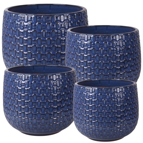 DONICA CERAMICZNA SZKLIWIONA NIEBIESKA KOMPLET 4SZT OGRODOWA MROZOODPORNA DONICA CERAMICZNA SZKLIWIONA NIEBIESKA KOMPLET 4SZT OGRODOWA MROZOODPORNA
