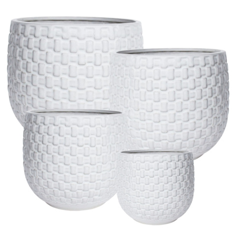 DONICA CERAMICZNA SZKLIWIONA BIAŁA KOMPLET 4SZT OGRODOWA MROZOODPORNA