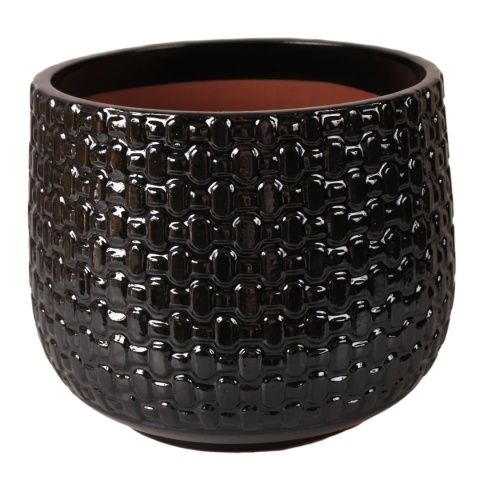 OSŁONKA CERAMICZNA SZKLIWIONA CZARNA DEKORACJA H:16,2x19cm OSŁONKA CERAMICZNA SZKLIWIONA CZARNA DEKORACJA H:16,2x19cm
