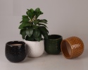 OSŁONKA CERAMICZNA SZKLIWIONA CZARNA DEKORACJA H:16,2x19cm