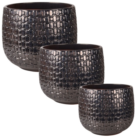 OSŁONKA CERAMICZNA SZKLIWIONA SREBRNA KOMPLET 3SZT DEKORACJA DO DOMU OSŁONKA CERAMICZNA SZKLIWIONA SREBRNA KOMPLET 3SZT DEKORACJA DO DOMU