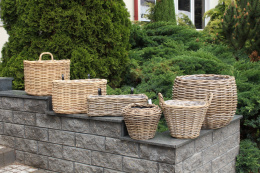 OSŁONKA RATTANOWA DONICA Z RATTANU NATURALNA HAMPER KOMPLET 2SZT