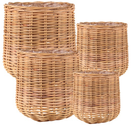 OSŁONKA RATTANOWA DONICA Z RATTANU NATURALNA WAZA SZARA KOMPLET 4SZT