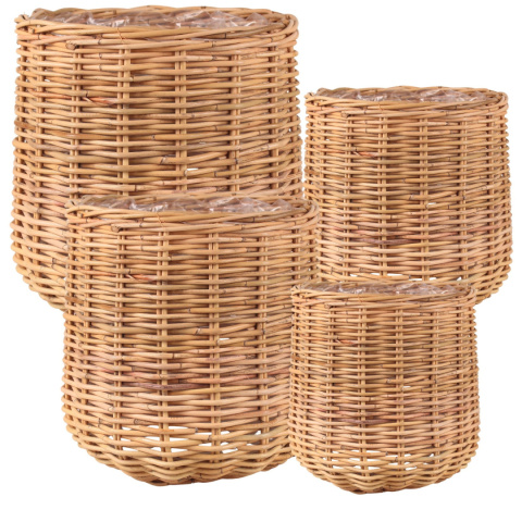 OSŁONKA RATTANOWA DONICA Z RATTANU NATURALNA WAZA SZARA KOMPLET 4SZT OSŁONKA RATTANOWA DONICA Z RATTANU NATURALNA WAZA SZARA KOMPLET 4SZT