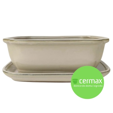 DONICA BONSAI Z PODSTAWKĄ CERAMICZNA SZKLIWIONA KREMOWA H:10x21x26,2cm