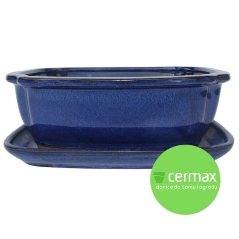 DONICA BONSAI Z PODSTAWKĄ CERAMICZNA SZKLIWIONA NIEBIESKA H:10x21x26,2cm