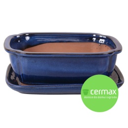 DONICA BONSAI Z PODSTAWKĄ CERAMICZNA SZKLIWIONA NIEBIESKA H:8,8x17x21,5cm