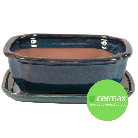 DONICA BONSAI Z PODSTAWKĄ CERAMICZNA SZKLIWIONA TURKUSOWA H:8,8x17x21,5cm