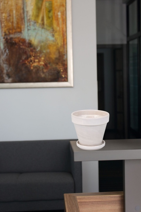 DONICA CERAMICZNA DONICZKA Z PODSTAWKĄ GRANIT LAZUR