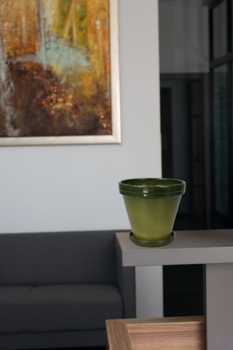 DONICA CERAMICZNA DONICZKA Z PODSTAWKĄ ZIELONA LAZUR BLT DO DOMU