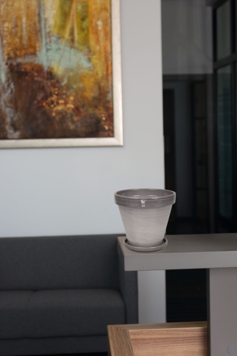 DONICA CERAMICZNA DONICZKA Z PODSTAWKĄ SZARA LAZUR BLT DO DOMU