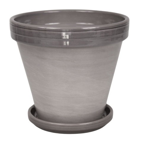 DONICA CERAMICZNA DONICZKA Z PODSTAWKĄ SZARA LAZUR BLT DO DOMU KOMPLET 8SZT