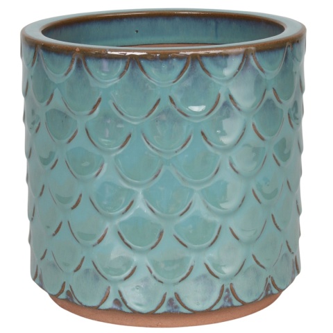 DONICA CERAMICZNA SZKLIWIONA H:25x28cm MORSKI BŁĘKIT MROZOODPORNA OGRODOWA
