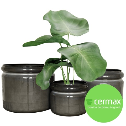 DONICA Z METALU METALOWA RANDOLF SZARA H:20x25cm