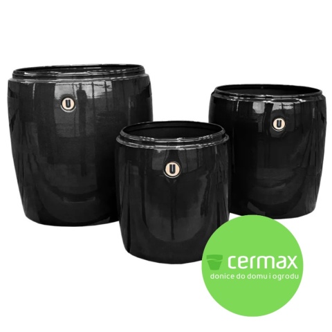 Donica z metalu metalowa BARRIL czarna H:21x20cm