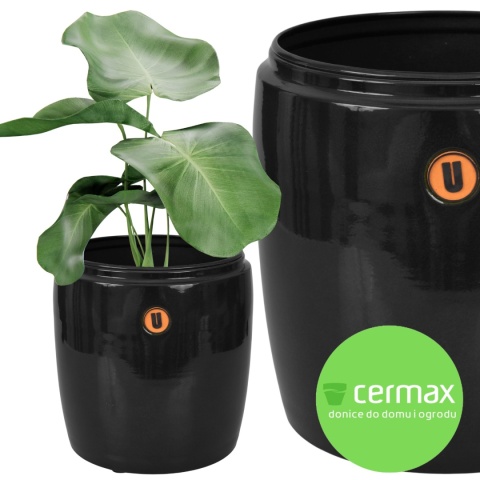 Donica z metalu metalowa BARRIL czarna H:21x20cm