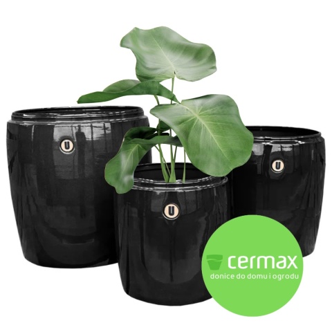 Donica z metalu metalowa BARRIL czarna H:32x30cm