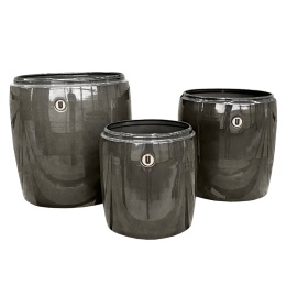 Donica z metalu metalowa BARRIL komplet 3szt szara