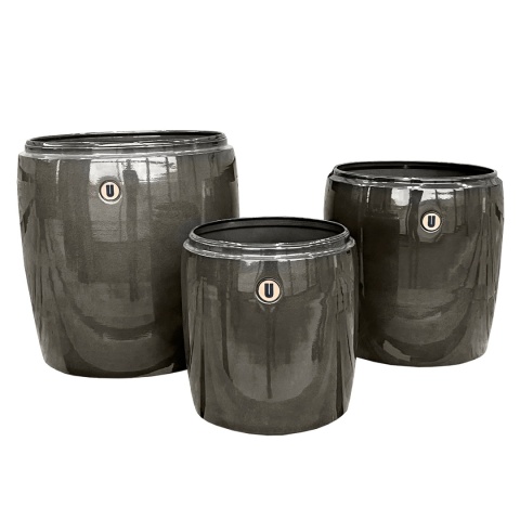 Donica z metalu metalowa BARRIL komplet 3szt szara