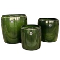 Donica z metalu metalowa BARRIL komplet 3szt zielona