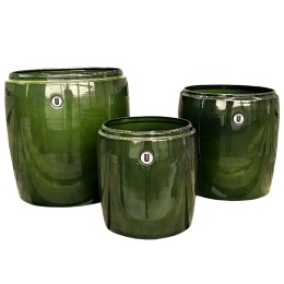 Donica z metalu metalowa BARRIL komplet 3szt zielona