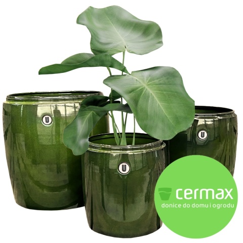 Donica z metalu metalowa BARRIL komplet 3szt zielona