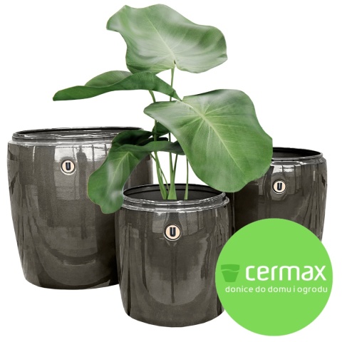 Donica z metalu metalowa BARRIL szara H:26x25cm