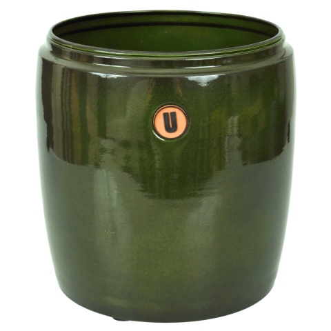 Donica z metalu metalowa BARRIL zielona H:21x20